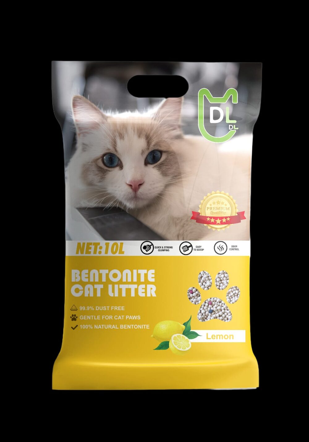 DL Bentonite Cat Litter Lemon 10L - Superior Clumping Power