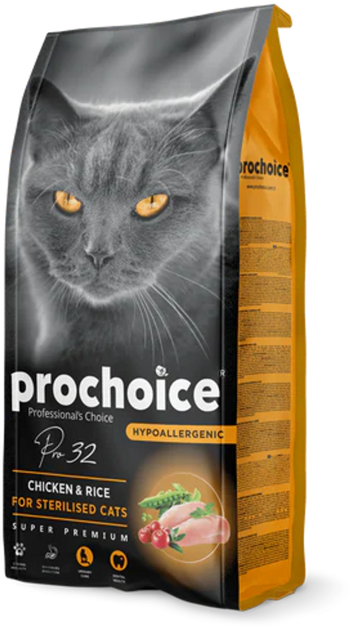 Prochoice Hypoallergenic Pro 32 Chicken & Rice for Sterilised Cats - Image 2