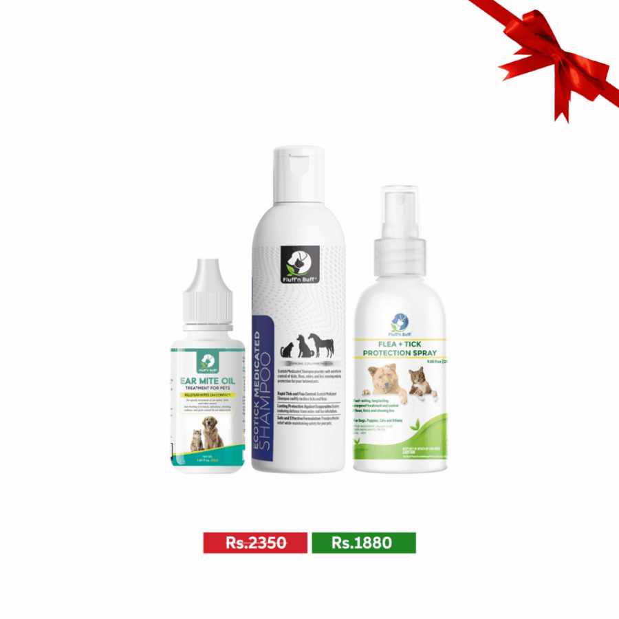 Fluff n Buff Tick & Mite Protection Bundle for Dogs & Cats